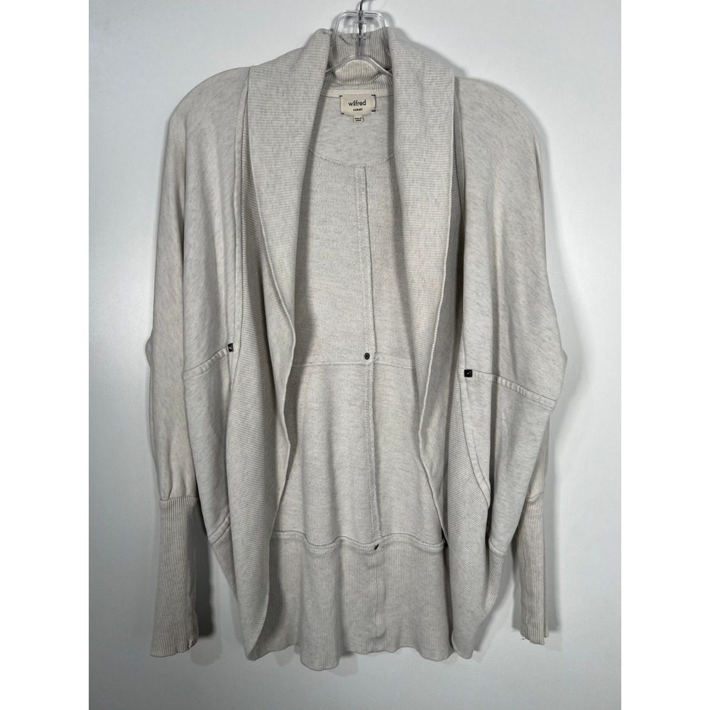 Y2K Vintage Wilfred Aritzia Gray Solid Cardigan Sweater Shawl Collar Cozy XS